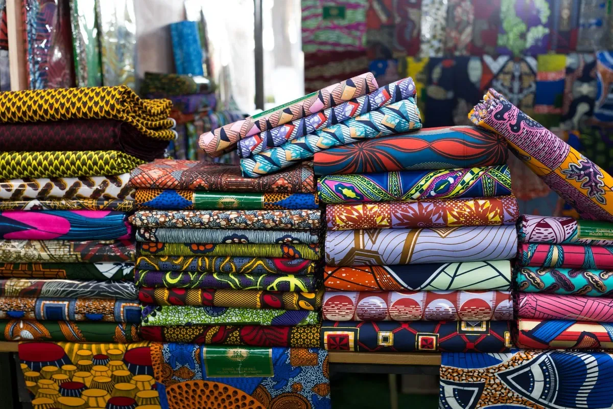 Kitenge prints stacked and ready to cut (sample photo)