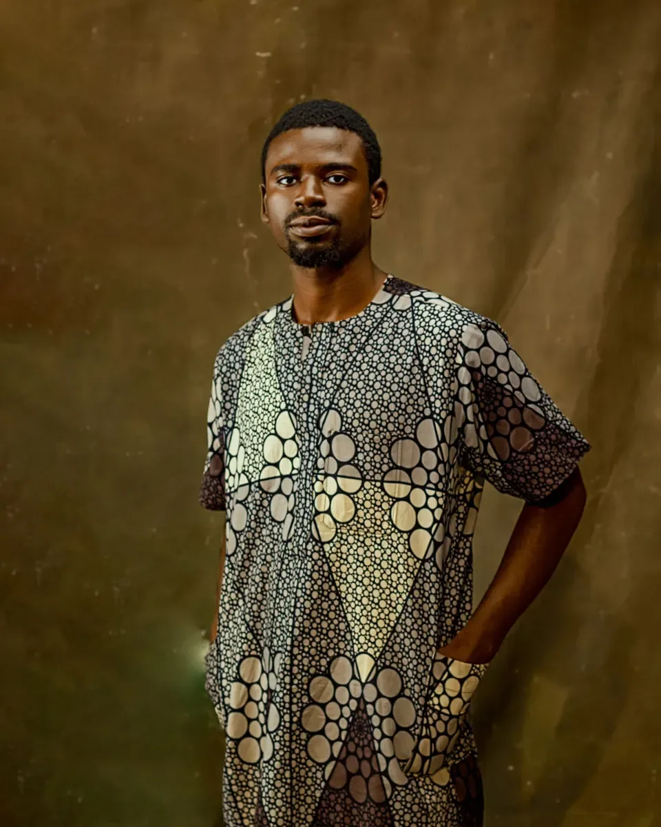 Men's kitenge shirt, short sleeve, photo 1 of 3 (sample photo)
