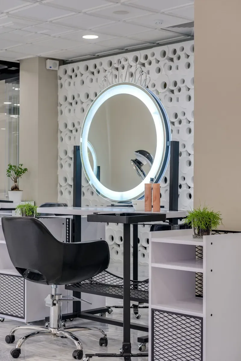 A styling chair and mirror (sample photo)