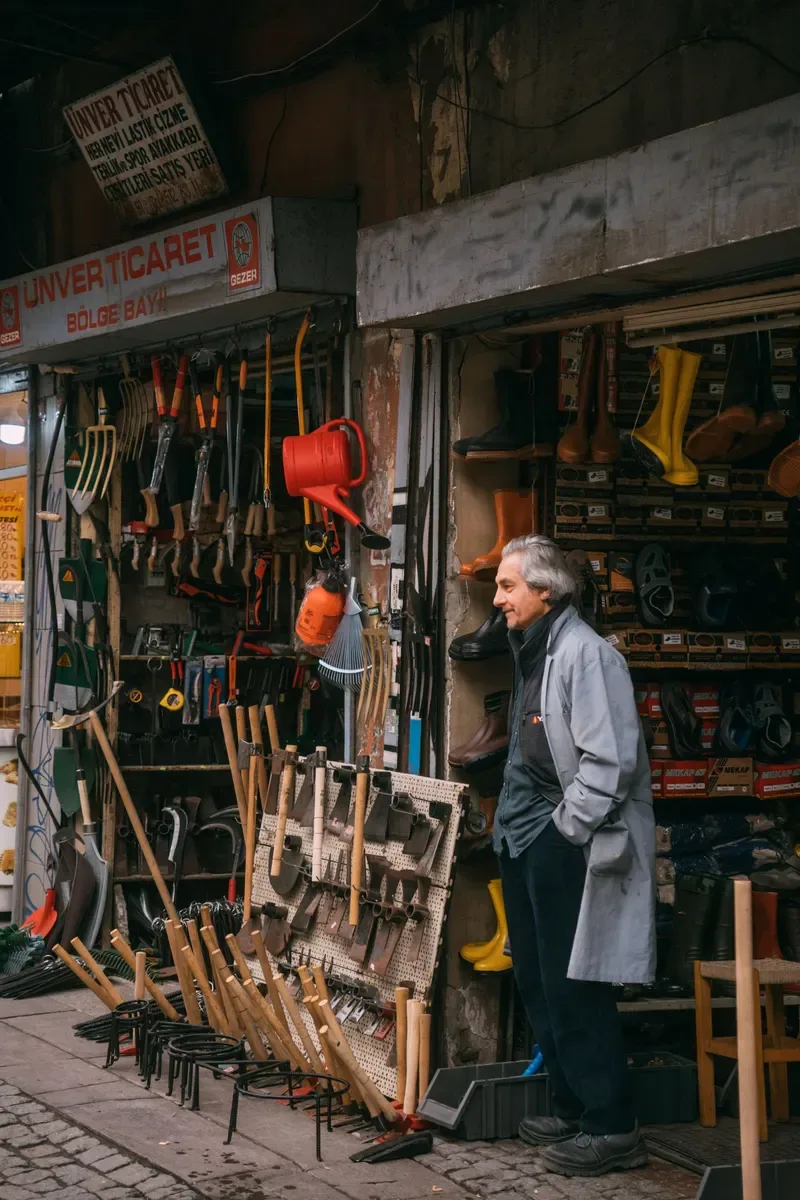 Tools and garden equipment at the shop front (sample photo)